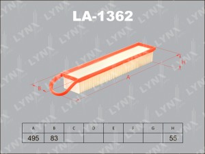 Фильтр воздушный LA-1362 LYNXAUTO