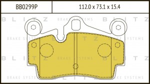 Колодки тормозные дисковые задние VW Touareg 02-PORSCHE Cayenne 02- BB0299P BB0299P BLITZ