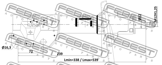 Амортизатор передний правый GAS.TWIN TUBE 05110-001FR FEBEST