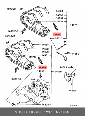 Свеча зажигания MITSUBISHI IRIDIUM OE MS851237 MITSUBISHI