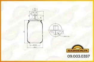 Пневморессора Premium без стакана кронштейн +возд. / --; Stralis (задняя правая) 090030357 SONDER