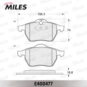 Колодки тормозные передние (Смесь Low-Metallic) OPEL ASTRA G 2.0/VECTRA B/ZAFIRA E400477 MILES