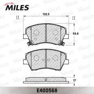 Колодки тормозные передние (Смесь Low-Metallic) HYUNDAI ELANTRA 17- (TRW GDB2203 E400568 MILES
