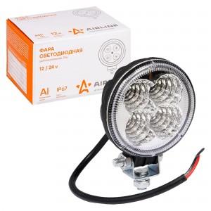 Фара светодиодная "AIRLINE" 83х83х51 12W 12/24V (4 LED, рассеянный свет, круглая ALED002 AIRLINE