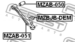 Сайлентблок передний нижнего рычага  2шт MZAB-051 FEBEST