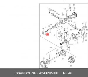 Кольцо SSANGYONG Actyon (07-),Kyron (07-),Actyon Sport (07-),Rexton (07-) упорно 4243205001 SSANG YONG