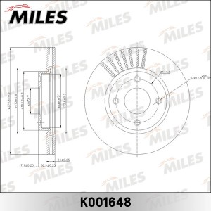Диск тормозной передний D280мм NISSAN TIIDA (_C11X), CUBE (Z12) (TRW DF6142) K00 K001648 MILES