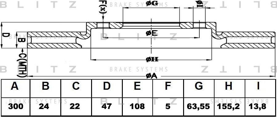 Диск тормозной передний вентилируемый FORD Mondeo 00-JAGUAR X-Type 02- BS0141 BS0141 BLITZ
