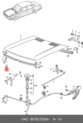 104256HP !буфер капота\ Audi 80 <92, VW Passat <00/Golf <92/Bora 99>/Sharan 01> 867 827 500 A VAG