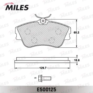 Колодки тормозные передние (Смесь CERAMIC серия PRO) VOLKSWAGEN T4 2.0/1.9D/2.4D E500125 MILES