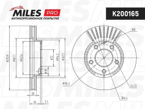 Диск тормозной (серия PRO с антикоррозионным покрытием) MAZDA MP-V 99-/XEDOX 9 9 K200165 MILES