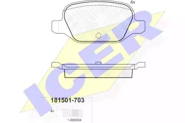 181501-703 колодки дисковые задние !\ Fiat Punto II 1.8i 16V 130 HGT99>/Doblo 1. 181501703 ICER