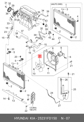 HYUNDAI/KIA КРЫЛЬЧАТКА ВЕНТИЛЯТОРА ОХЛАЖДЕНИЯ/ 25231FD150 25231FD150 MOBIS