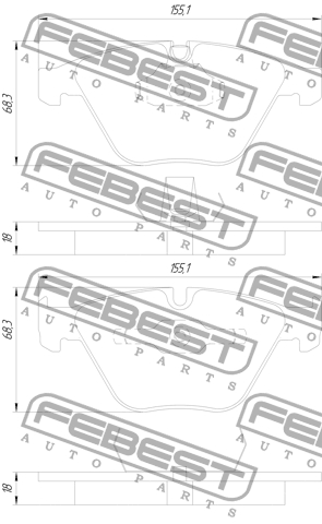 Колодки тормозные передние (с прижимной скобой) 1901-E90F FEBEST