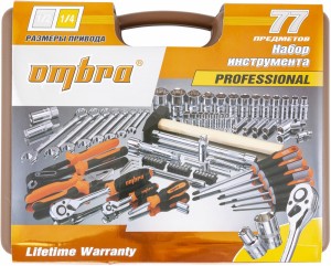 набор инструментов! 77пр. универсальный 1/4'', 1/2''\ OMT77S OMBRA