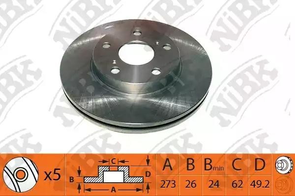 Диск тормозной TOYOTA AURIS 07- (пр-во Великобритания) передний D273мм RN1351 RN1351 NIBK