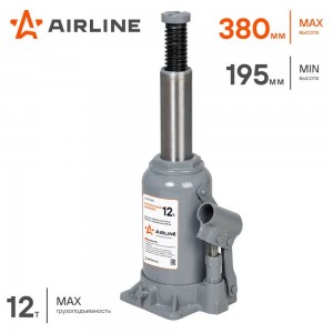 Домкрат 12,0т бутылочный (195-380мм) /AIRLINE STANDART/ AJ-B-12S AIRLINE