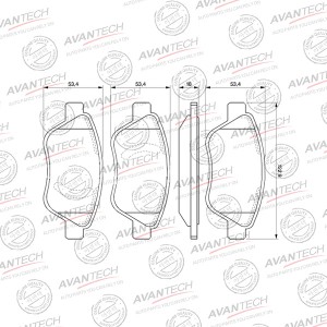 Колодки тормозные дисковые Avantech передние (Без датчика)  Заменён на арт. AV09 AV1605 AVANTECH