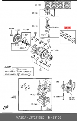 КОМПЛЕКТ ВКЛАДЫШЕЙ КОЛЕНВАЛА MAZDA L3Y211SE0 MAZDA