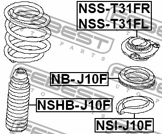 Опора амортизатора левая NISSAN X-TRAIL T31 2007-2013 NSS-T31FL NSS-T31FL FEBEST