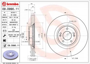 Диск тормозной 09.D990.11 09D99011 BREMBO