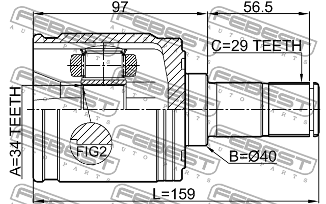 ШРУС внутренний левый 34X40X29 HONDA ELYSION 2004- 0311-CRTLH 0311-CRTLH FEBEST