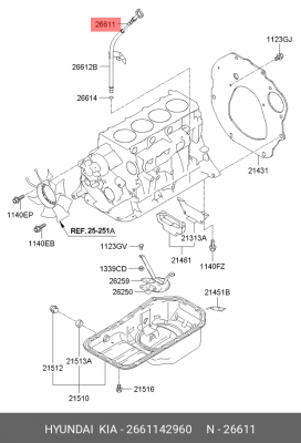 Щуп уровня масла KIA Bongo (06-) OE 2661142960 HYUNDAI KIA