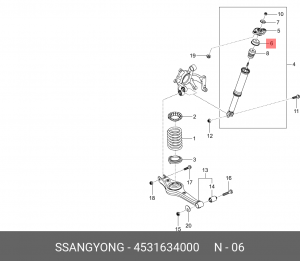 Чашка SSANGYONG Actyon (10-) амортизатора заднего OE 4531634000 SSANG YONG