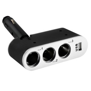 Разветвитель прикуривателя 3-х гнездовой 12V 1USB SKYWAY S02301006 SKYWAY