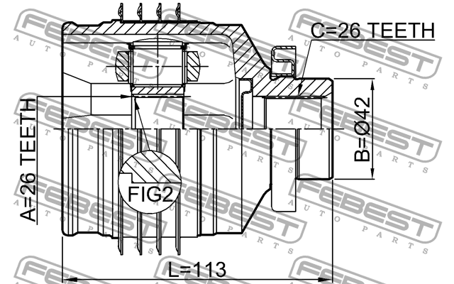 ШРУС внутр правый HYUNDAI SANTA FE 2000- 1211-SFMTRH 1211-SFMTRH FEBEST