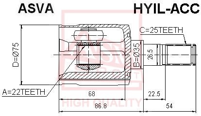 ШРУС ВНУТРЕННИЙ ЛЕВЫЙ 22x35x25 [12] HYILACC HYIL-ACC ASVA