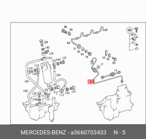 Трубка топливная 3-го цилиндра OM366 366 A 366 070 34 33 MERCEDES BENZ