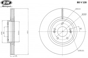 Диск тормозной передний вентилируемый 321X28MM 5/114,3(1шт.) BDV128 BDV128 BM MOTORSPORT