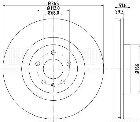 Диск торм. Audi A4 (07-)/A5 (07-)/Q5 (08-) перед. d=345 (окраш.) (DF 084619) DF 084619 TRIALLI