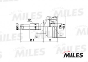 ШРУС наружный PEUGEOT 206 1.1-1.6 98- (GKN 303473) GA20370 GA20370 MILES