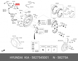 Трубка тормозная HYUNDAI HD65,72,78,County тормоза переднего правого правая OE 5827545001 HYUNDAI KIA