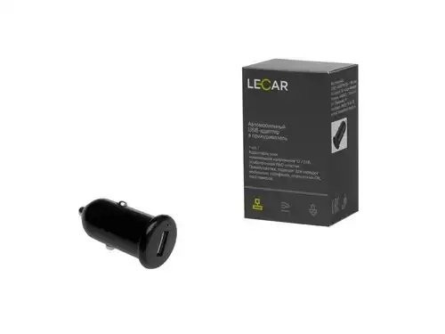 Адаптер автомобильный 1хUSB 2.1А в прикуриватель 12/24В LECAR000035209 LECAR