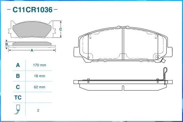 Тормозные колодки передние Low Metallic C11CR1036 C11CR1036 CWORKS