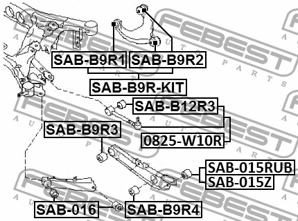 Тяга задн поперечная SUBARU TRIBECA W10 2004.11- 0825-W10R 0825-W10R FEBEST