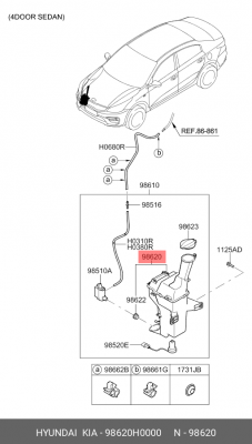 БАЧОК СТЕКЛООМЫВАТЕЛЯ 98620H0000 HYUNDAI KIA