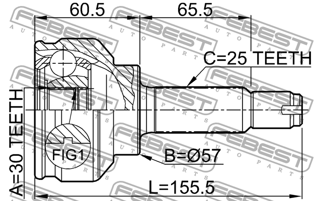 ШРУС внешний MITSUBISHI LANCER CS 2000-2009 0410-CS3A 0410-CS3A FEBEST