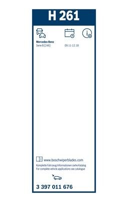 Щетка стеклоочистителя 260мм задняя MERCEDES B (W246) Rear BOSCH 3 397 011 676 BOSCH