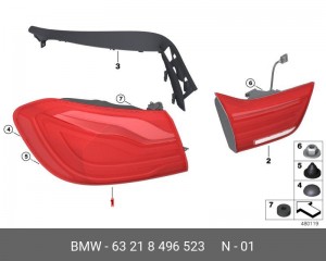 Фонарь задний BMW 4 (F32) левый наружный OE 63 21 8 496 523 BMW