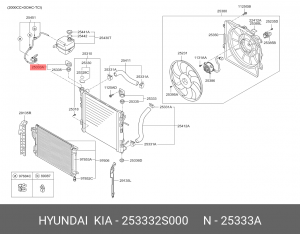 Кронштейн HYUNDAI IX35 (10-) KIA Sportage (10-) (2.0 TCI) радиатора верхний прав 253332S000 HYUNDAI KIA