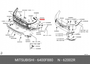 кронштейн бампера !переднего правый верхний \Mitsubishi Outlander 12-15 6400F880 MITSUBISHI