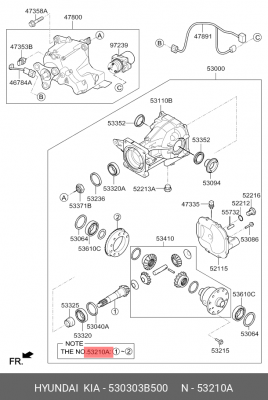 Пара главная HYUNDAI Santa Fe (12-) (4WD) редуктора заднего моста OE 530303B500 HYUNDAI KIA
