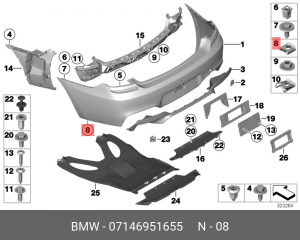 клипса крепежная! металлическая\ BMW E92/E93 07 14 6 951 655 BMW