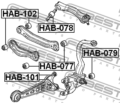 сайлентблок зад.верх.рычага!\ Honda Accord CB1/CB3/CB7/CC/CE/CF 90-98 HAB-078 FEBEST