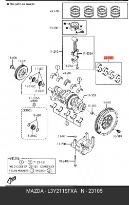 КОМПЛЕКТ ШАТУННЫХ  ВКЛАДЫШЕЙ  L3Y211SFXA L3Y211SFXA MAZDA