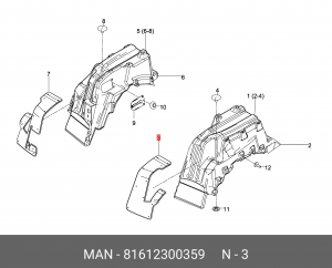 Изоляционный коврик крыло слева MAN 81612300359 MAN